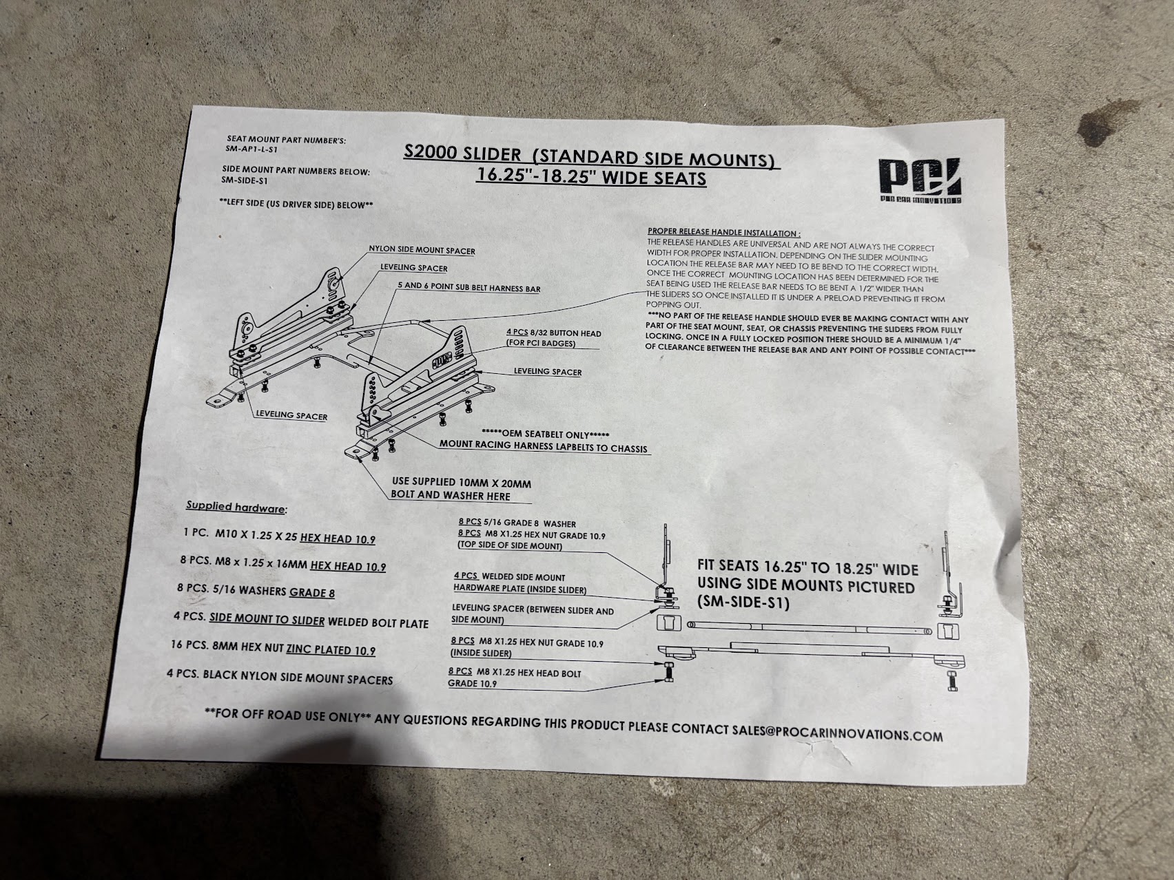 pci rail instructions
